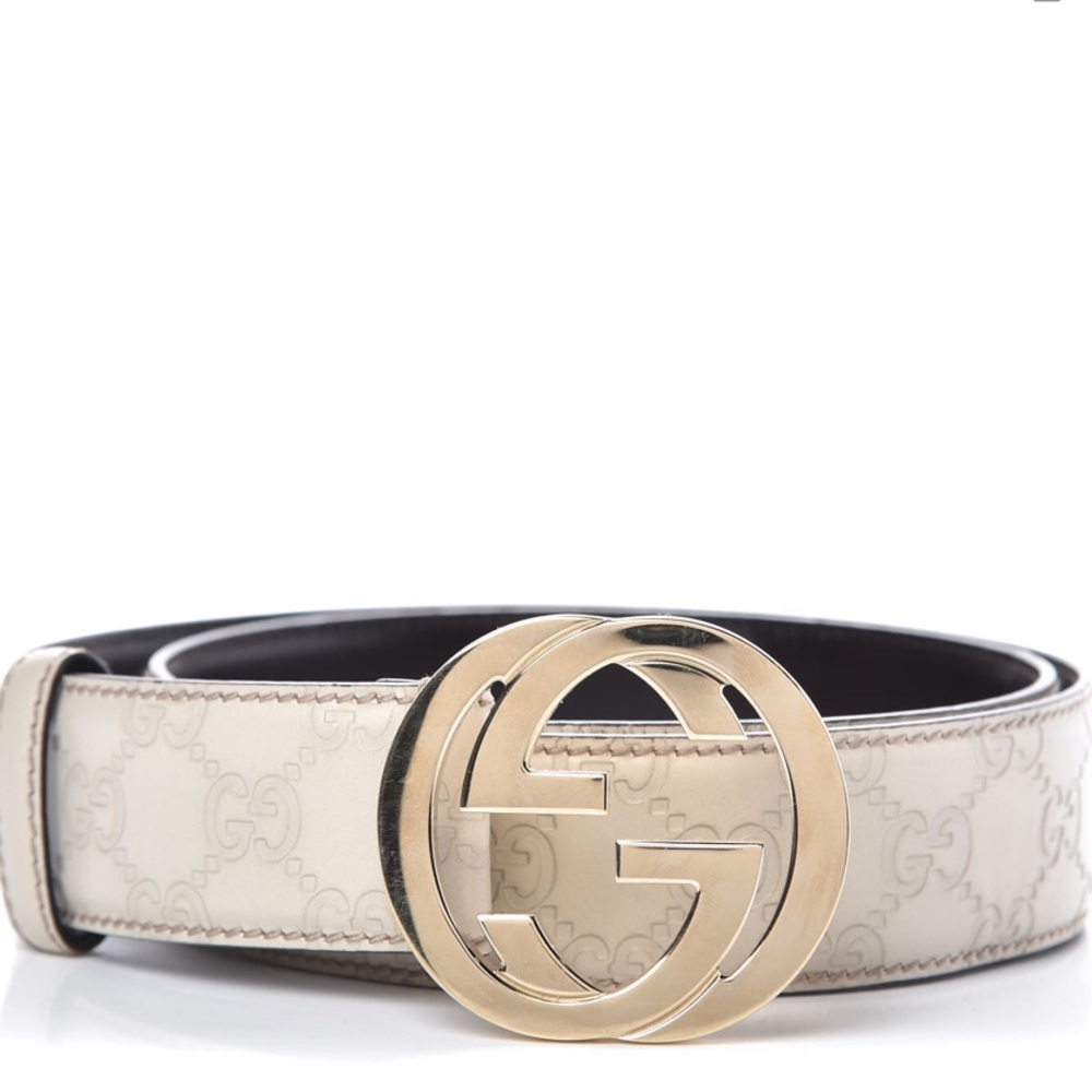 Guccissima Belt Interlocking G Palladium Leather